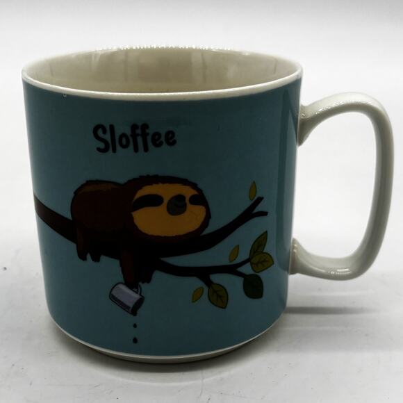 Sloffee Cute Sloth Coffee Drinking Mug Wrap Around Tea Cup Home Office Beverage - Picture 1 of 7